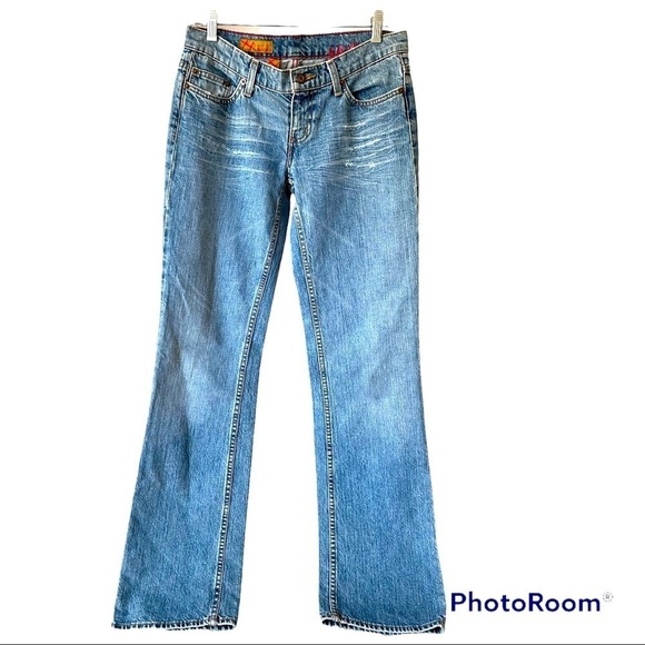 New Bartack Street Fashion Bootcut Light Wash Jack Jeans 27 - Picture 4 of 9